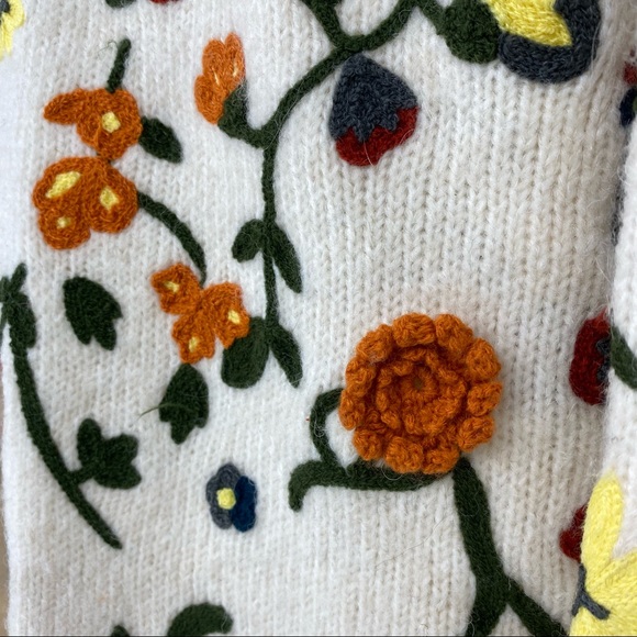 Anthropologie Floral Appliqued Sweater Tunic Dress Alpaca Blend NWT - Picture 9 of 15